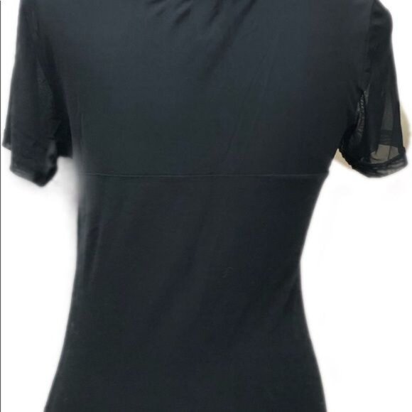 H&M Shirt Womens Small Black Semi-Sheer Top Brass Studded Scoop Neck Tee - Picture 4 of 15